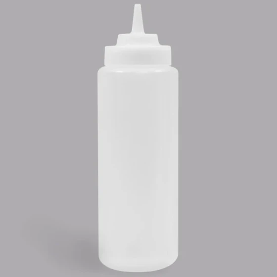 TableCraft 23363C 32 oz. Clear WideMouth™ and Wide Tip Top Squeeze Bottle with 63 mm Opening - 12/Pack
