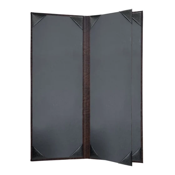 H. Risch, Inc. HAR-4V Harley 4 1/4" x 11" Customizable Brown 4 View Menu Cover