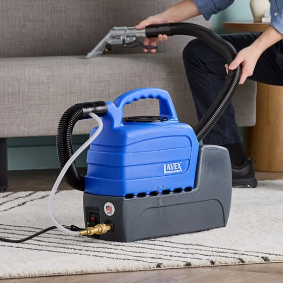 Lavex 1-Stage Cold Water Spot Extractor with 7' Hoses and 4" Clear View Upholstery Tool - 2 Gallon, 55 PSI