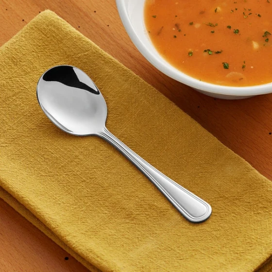 Acopa Edgewood 5 1/2" 18/0 Stainless Steel Heavy Weight Bouillon Spoon - 12/Case