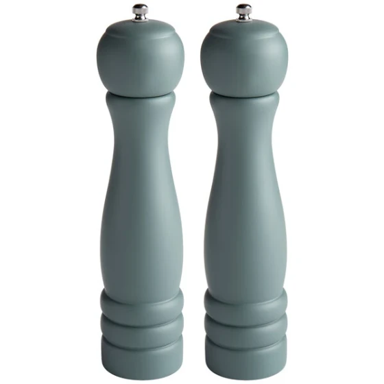 Acopa 10" Matte Steel Blue Wooden Salt / Pepper Mill - 2/Set