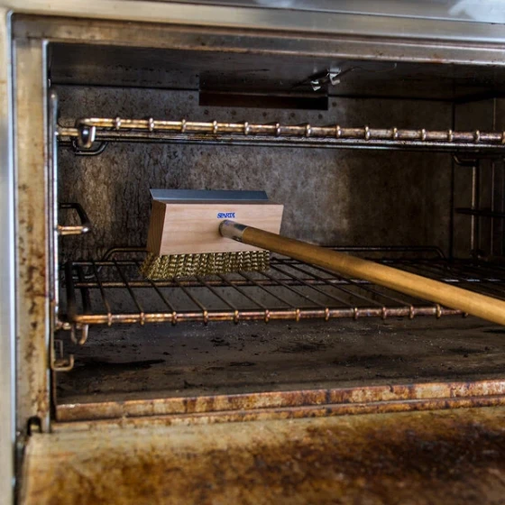Carlisle 4152000 Sparta Oven and Grill Brush with 42" Wooden Handle and Scraper