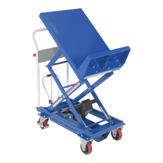 Vestil 30" x 19 1/2" Blue Steel Hydraulic Lift / Tilt Cart with Sequence Select, 13"-48 13/16" Lift, and 400 lb. Capacity CART-400-LT