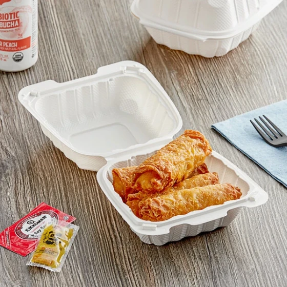 Choice 6" x 6" 1-Compartment Microwaveable White Mineral-Filled Plastic Hinged Take-Out Container - 250/Case