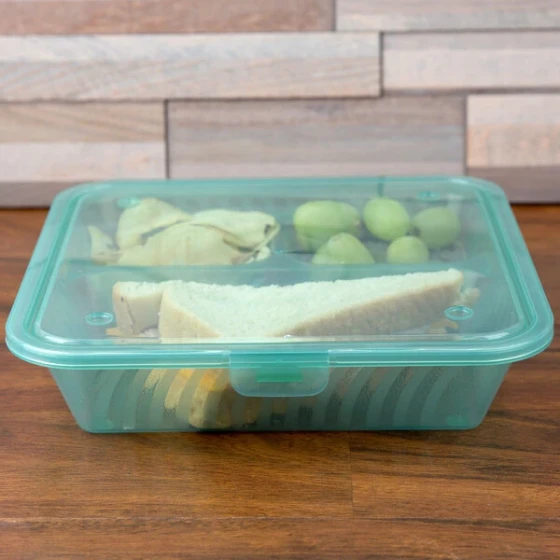 GET EC-16 Eco-Takeouts 9" x 9" Jade Flat Top Customizable 3-Compartment Take Out Container - 12/Case