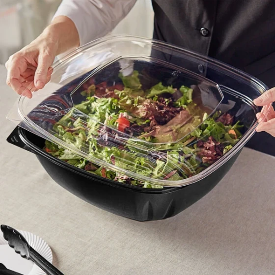 Visions Clear PET Plastic Flat Lid for 320 oz. Square Bowls - 25/Case
