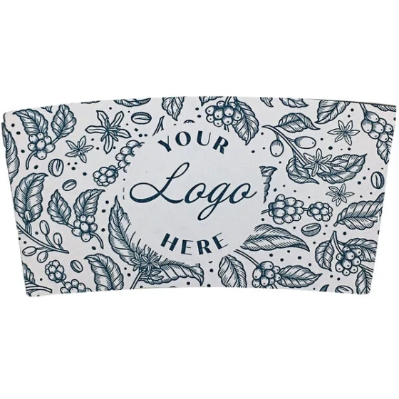 10-20 oz. White Customizable Embossed Coffee Cup Sleeve with Flexo Print Ink - 1,800/Case