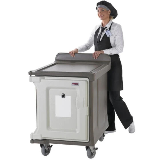 Cambro MDC1520S10D194 Granite Sand 10 Tray Dual Access Meal Delivery Cart with 5" Casters