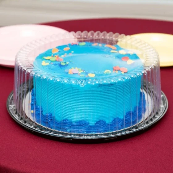 D&W Fine Pack 10" 1-2 Layer Cake Display Container with Clear Dome Lid - 80/Case