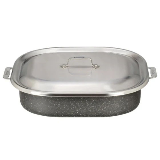 Bon Chef 60004CLDGALAXY Cucina 7 Qt. Galaxy Stainless Steel Roasting Pan with Lid - 15" x 11" x 4 1/8"