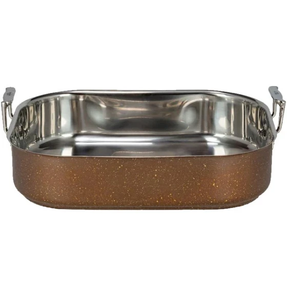 Bon Chef 60010CLDCOFFEE Cucina 10 Qt. Coffee Stainless Steel Roasting Pan - 16 1/2" x 14 1/4" x 4"