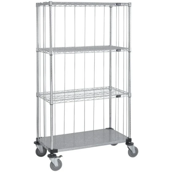 Quantum 24" x 36" x 69" Mobile Enclosure Cart with 3 Wire Shelves and 1 Steel Shelf M2436CG46RE
