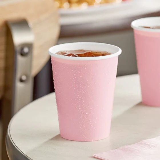 Creative Converting 9 oz. Classic Pink Poly Paper Hot / Cold Cup - 240/Case