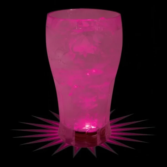 12 oz. Customizable Plastic Soda Cup with Pink LED Light - 50/Case