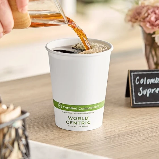 World Centric 12 oz. White Compostable Paper Hot Cup - 1,000/Case