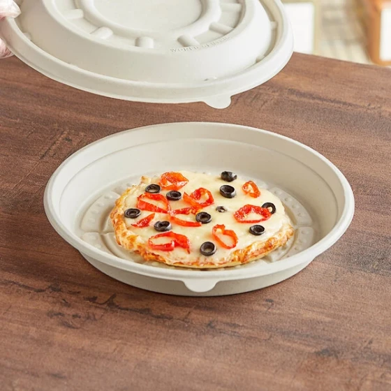 World Centric 8" Compostable Fiber Round Pizza Container Base - 200/Case