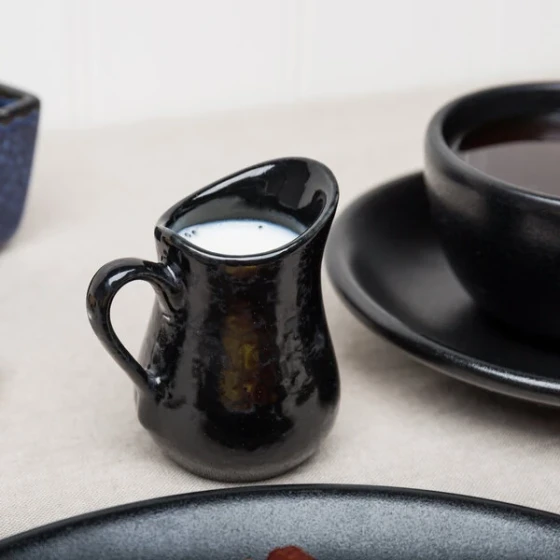 American Metalcraft PBBL2 2.5 oz. Black Artisanal Porcelain Bell Creamer
