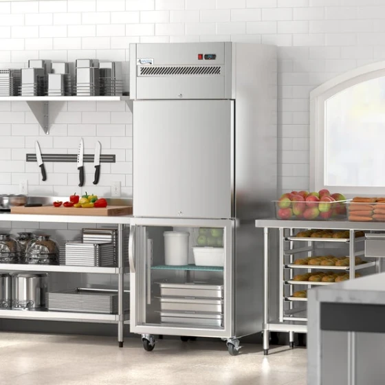 Avantco Z1-R2-BWMS 29" VersaHub WiFi-Enabled Right-Hinged Glass Half Door Stainless Steel Reach-In Refrigerator