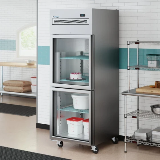 Avantco Z1-R2-G 29" Left-Hinged Glass Half Door Stainless Steel Reach-In Refrigerator