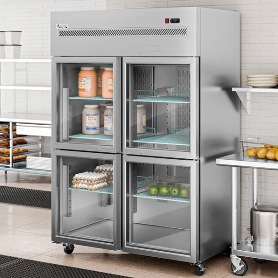 Avantco Z2-R4-L 54" Glass Half Door Stainless Steel Reach-In Refrigerator