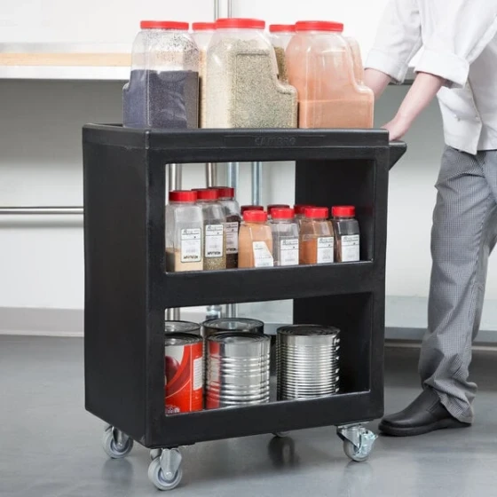 Cambro BC225110 Black Three Shelf Service Cart - 28" x 16" x 32 1/4"