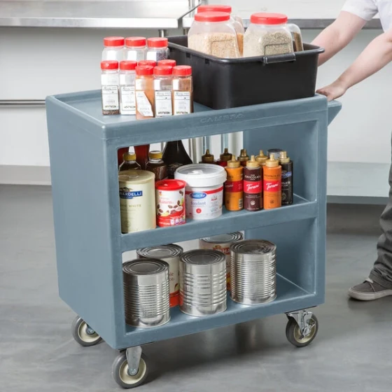 Cambro BC230401 Slate Blue Three Shelf Service Cart - 33 1/4" x 20" x 34 5/8"