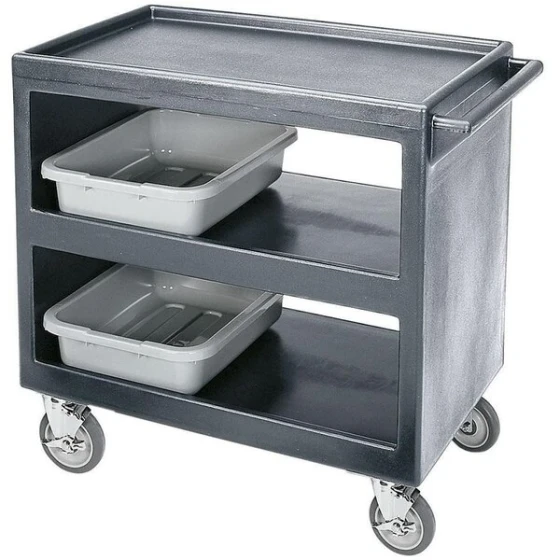 Cambro BC2354S Granite Gray Three Shelf Service Cart - 37 1/4" x 21 1/2" x 34 5/4"