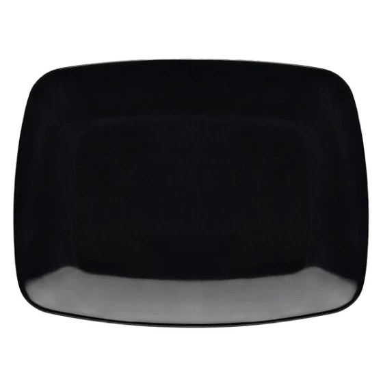 Elite Global Solutions D97RC Radius 9 1/8" x 7 1/8" Black Rectangular Platter - 6/Case