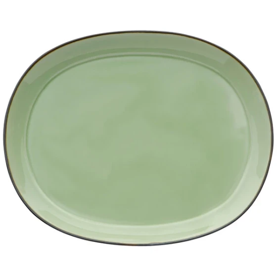 Oneida Studio Pottery Celadon by 1880 Hospitality F1463067355 10 1/4" Porcelain Oval Platter - 12/Case