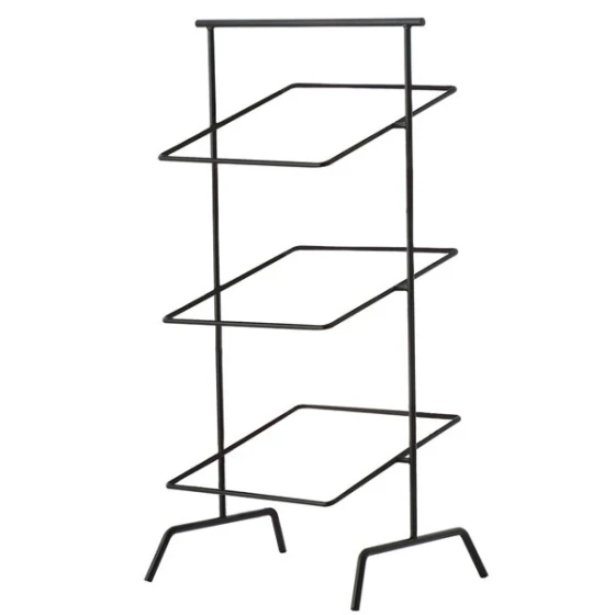 Clipper Mill by G.E.T. IR-704B POP 12" Black Powder Coated Iron Square 3-Tier Basket Stand
