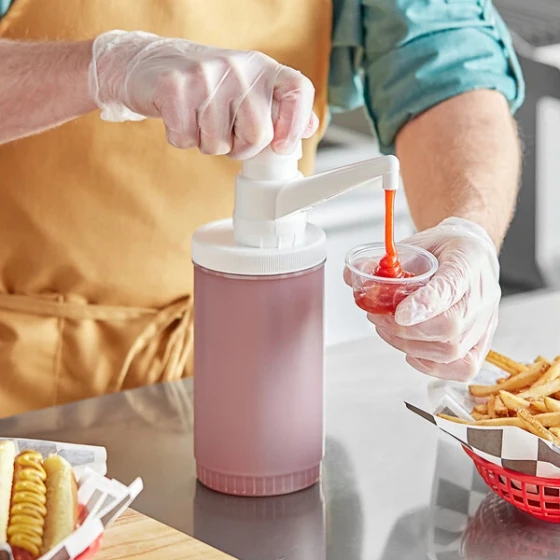 Choice Condiment Pump Kit with 1 oz. Fixed Nozzle Plastic Pump and 1 Quart Jug