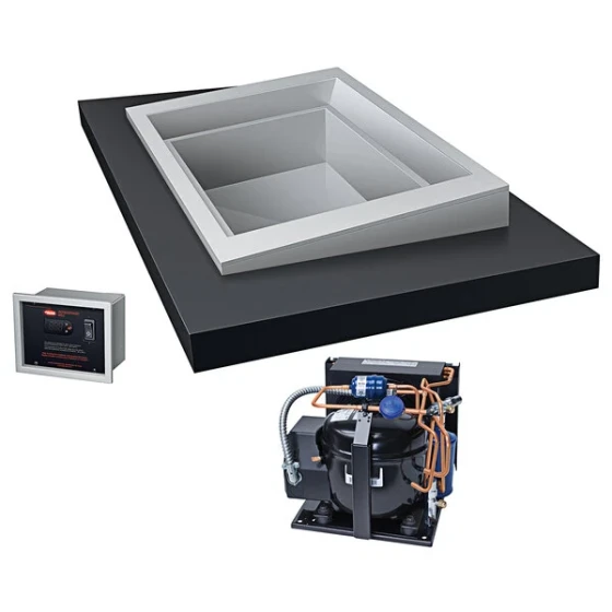 Hatco CWBR-S2 SLANT Standard Two Pan Slim Drop-In Remote Refrigerated Cold Food Well with Condensing Unit and 5 Degree Slant - 120V, 804W