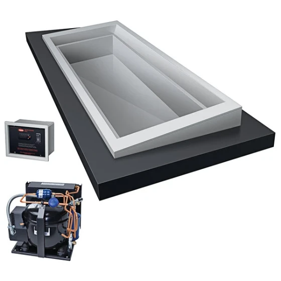Hatco CWBR-S4 SLANT Standard Four Pan Slim Drop-In Remote Refrigerated Cold Food Well with Condensing Unit and 5 Degree Slant - 120V, 1380W