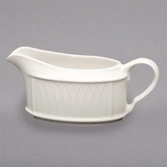 Homer Laughlin from Steelite International HL3177000 Gothic 6.5 oz. Ivory (American White) Undecorated China Sauce Boat - 36/Case