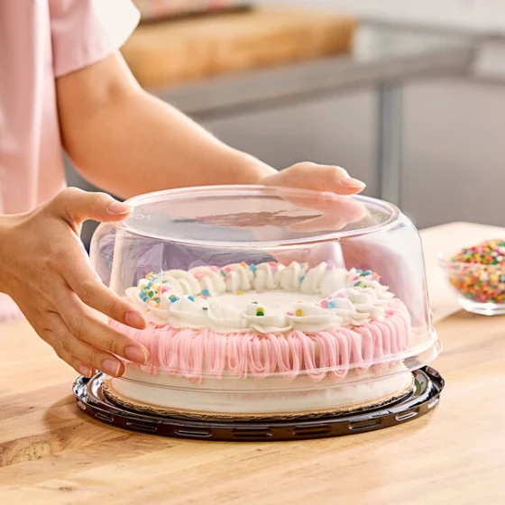 Baker's Lane 8" Low Dome Cake Display Container with Clear Scalloped Lid - 100/Case