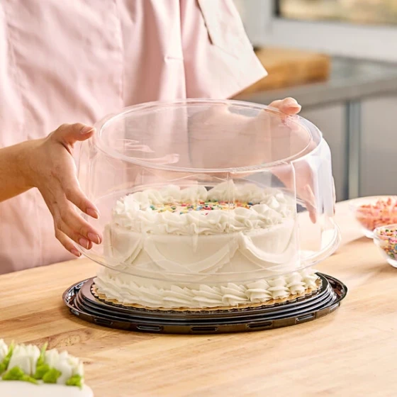 Baker's Lane 10" High Dome Cake Display Container with Clear Scalloped Dome Lid - 60/Case