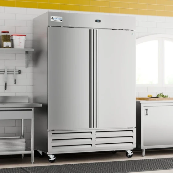 Avantco A Plus AP-49F 55 3/8" Stainless Steel Solid Door Reach-In Freezer