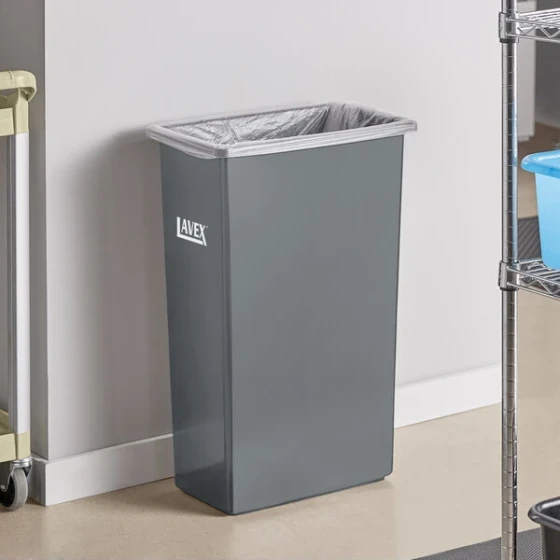 Lavex Economy 23 Gallon Gray Slim Rectangular Trash Can