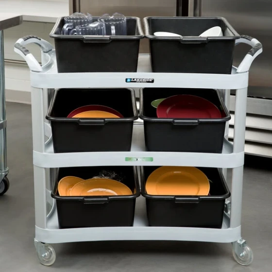 Lakeside 2510 Light Gray Plastic Three Shelf Utility Cart - 42" x 20" x 37 1/2"