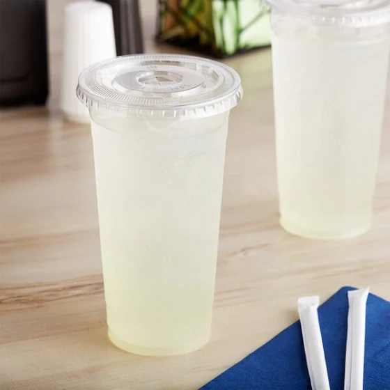 Choice Heavy Duty 24 oz. Heavy Weight Clear PET Plastic Cold Cup with Flat Lid - 50/Pack