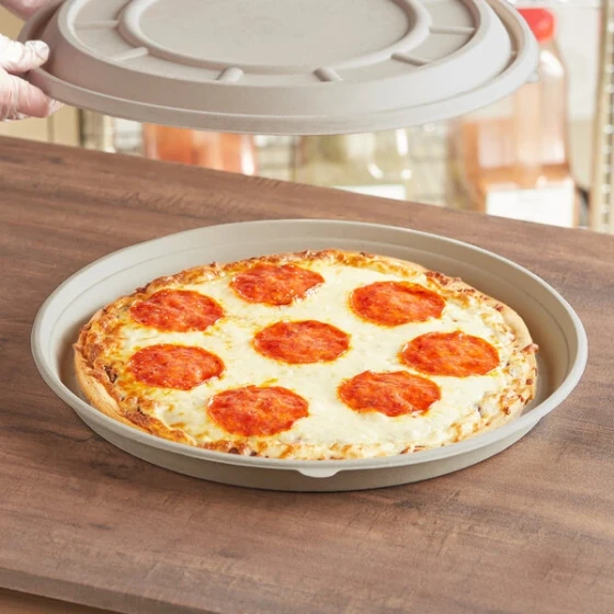 World Centric 14" Compostable Fiber Round Pizza Container Base Only - 100/Case