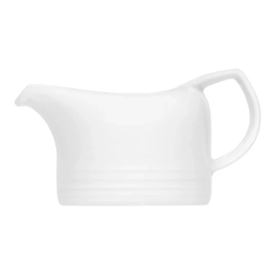 Bauscher Dialog from BauscherHepp 3.4 oz. Bright White Embossed Porcelain Sauce Boat - 36/Case
