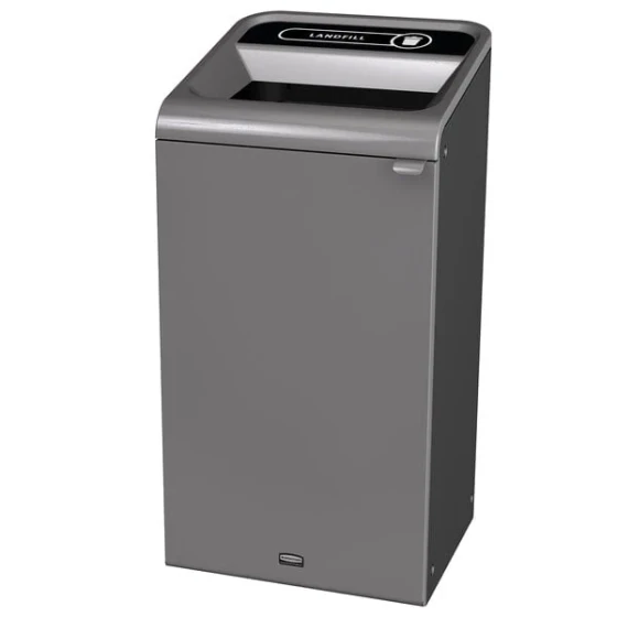 Rubbermaid® 1961621 Configure 23 Gallon Stenni Gray 1 Stream Landfill Indoor Square Trash Can