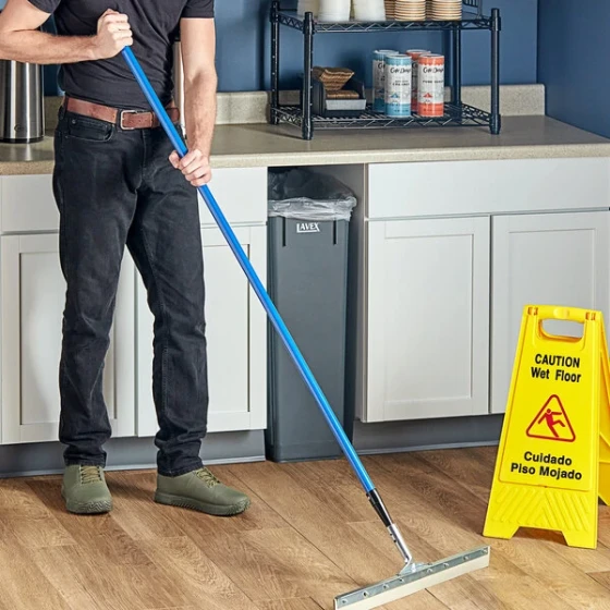 Lavex 60" Blue Threaded Metal Broom / Squeegee Handle