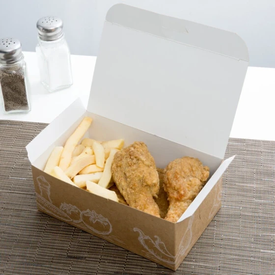 7" x 4 1/4" x 2 3/4" Take Out Lunch / Snack / Chicken Box with Fresh Print Design - 250/Case