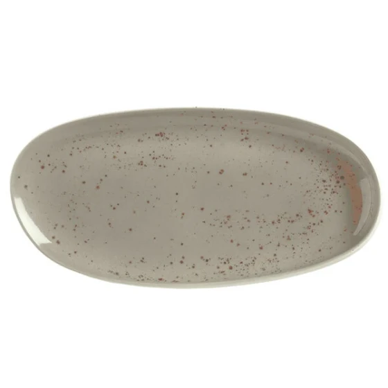Schonwald 9382226-63043 Pottery 10 1/4" x 5" Unique Light Gray Organic Porcelain Platter - 6/Case