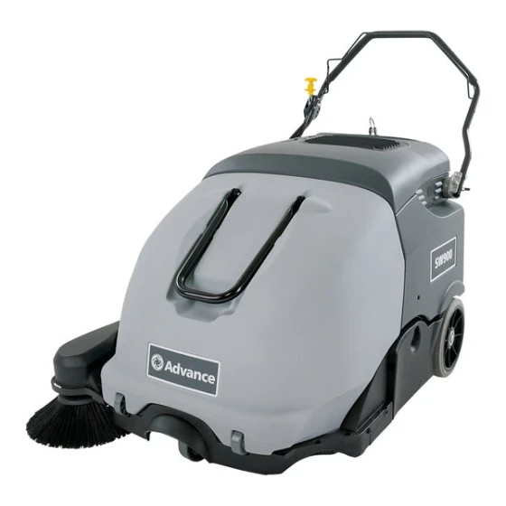 Advance SW900 56383324 33" Cordless Walk Behind Indoor / Outdoor Floor Sweeper with (2) 180 Ah Gel Batteries and Charger