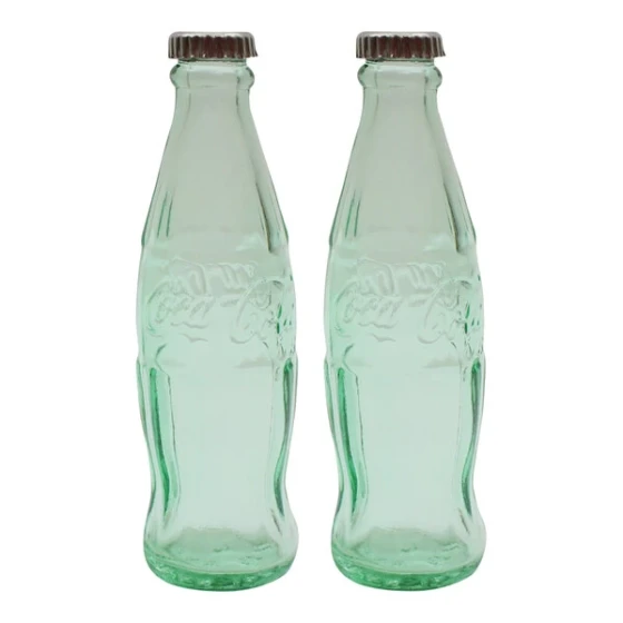 TableCraft 1 oz. Green Glass Coca-Cola® Bottle Salt and Pepper Shaker with Vintage Style Crate - 24/Case