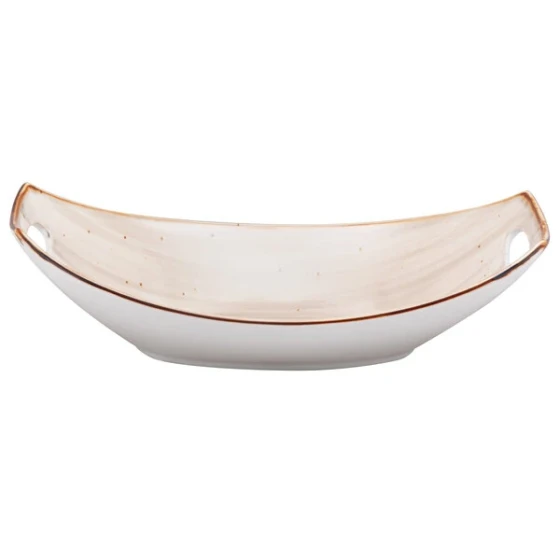10 Strawberry Street SAN-13OVLBWL-PBLO Santa Fe 32 oz. Pueblo Brown China Oval Bowl - 12/Case