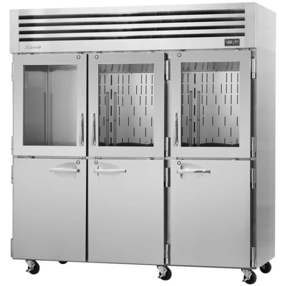 Turbo Air PRO-77R-GSH-N 78" Premiere Pro Series Three Section Reach-In Refrigerator with Solid and Glass Half Doors
